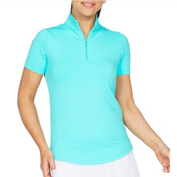 IBKUL Womens Golf Shirt Aqua Quarter Zip Top XXL IceFil® technology fabric - Picture 1 of 8